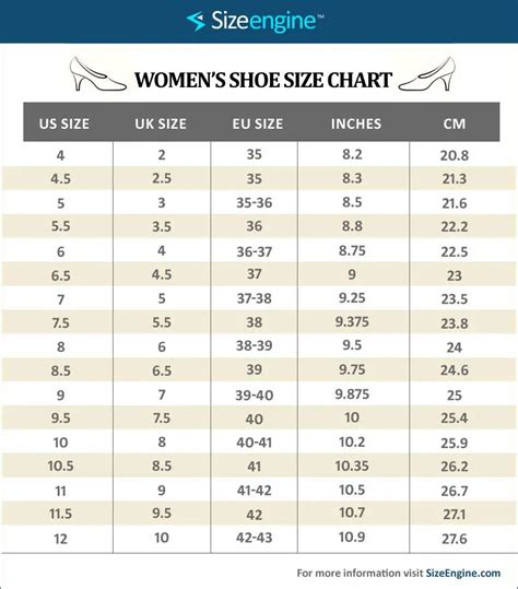 Women's Shoes Size Guide 